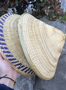 海南尖顶竹编大沿防雨防晒斗笠帽