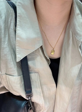 方糖巧克力钛钢项链小众设计感