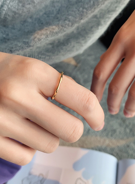 竹节戒指女日系轻奢insins潮素圈