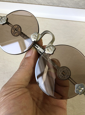 老梁子反梁复古圆形石头镜纯天然水晶眼镜太阳镜男款护目养眼老镜