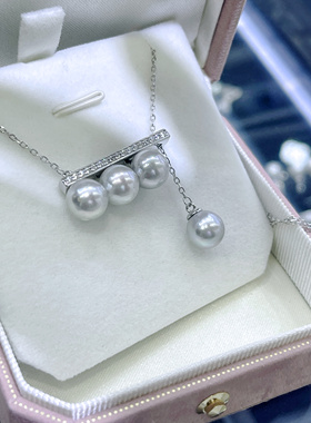 平衡木经典真多麻海水项链s925银可抽拉法式轻奢百搭锁骨链毛衣链