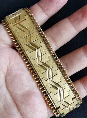 Vintage 金色磨砂浮雕叶片手链