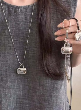 韩国字母方形手提包长款项链女