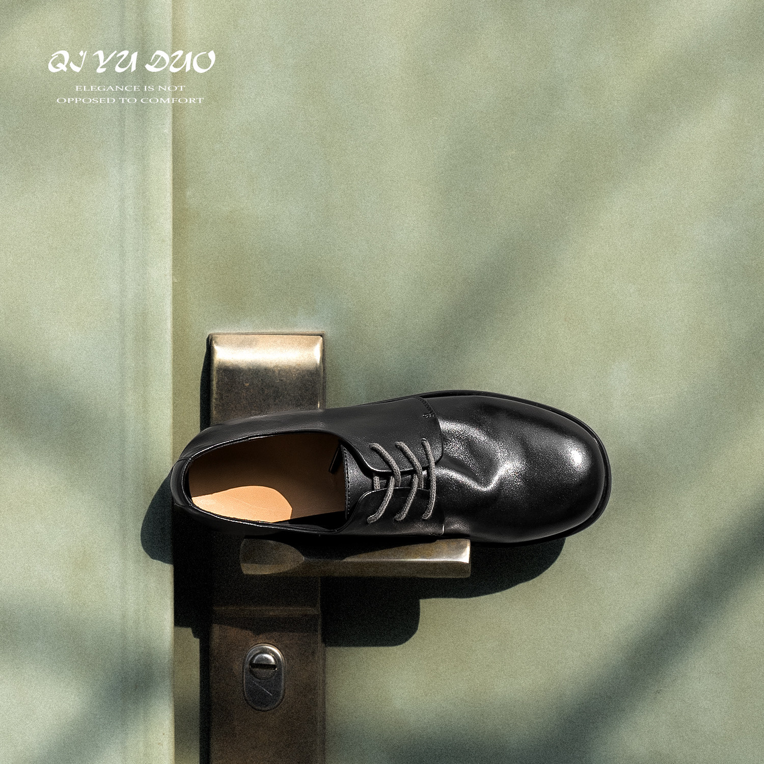 QIYUDUO 马皮小皮鞋2026年新款系带黑色软皮平底鞋百搭真皮单鞋女,淘宝优惠券,粉丝福利购,淘宝优惠卷