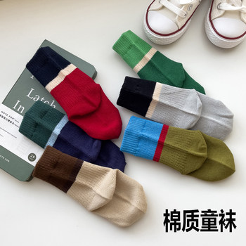 ພາກຮຽນ spring ແລະດູໃບໄມ້ລົ່ນເດັກຊາຍແລະເດັກຍິງບາງ calf socks ກາງ calf socks ຝ້າຍບໍລິສຸດສະບັບພາສາເກົາຫຼີ ins trendy's pile socks ສໍາລັບເດັກນ້ອຍແລະເດັກນ້ອຍ socks ຍາວວ່າງ