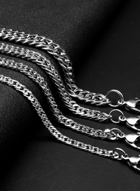 跨境欧美古巴男士不绣钢项链ins不掉色钛钢项链网红锁骨链批发