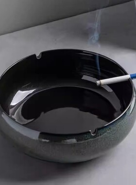 复古窑变陶瓷烟灰缸家用中式客厅潮流烟缸办公酒店高颜值卧室国潮