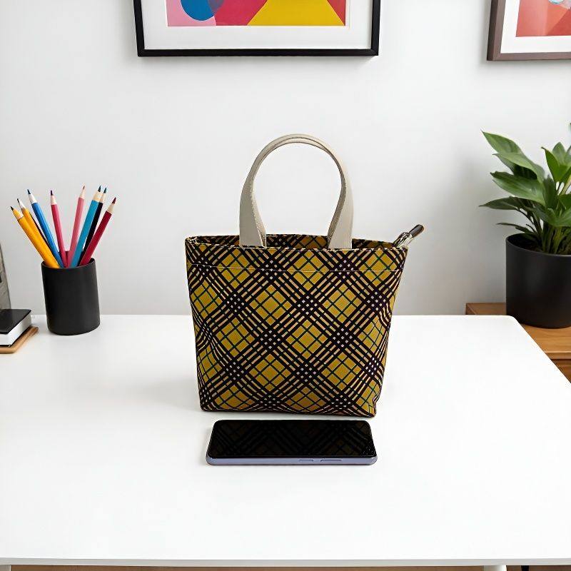 帆布包韩版简约格子迷你手提袋休闲上班手拎包外出托特包轻便布袋,淘宝优惠券,粉丝福利购,淘宝优惠卷
