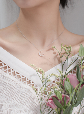 s925银月牙项链女月亮仙女风温柔