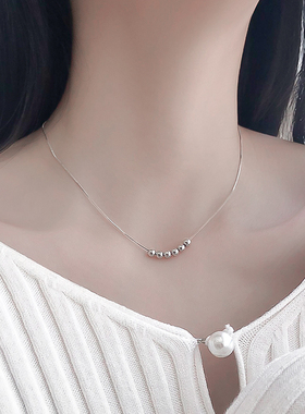 豆豆圆珠925纯银项链女2025年新款潮高级感锁骨链气质小众饰品