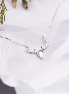麋鹿元素s925纯银项链女鹿角森系