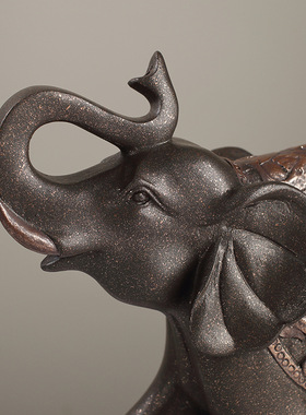 欧式石纹大象摆件一对装饰品