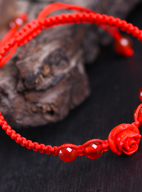 子木原创朱砂红绳手链