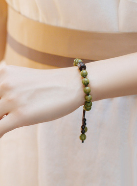 子木。|一枝春|绿檀女木质佛珠