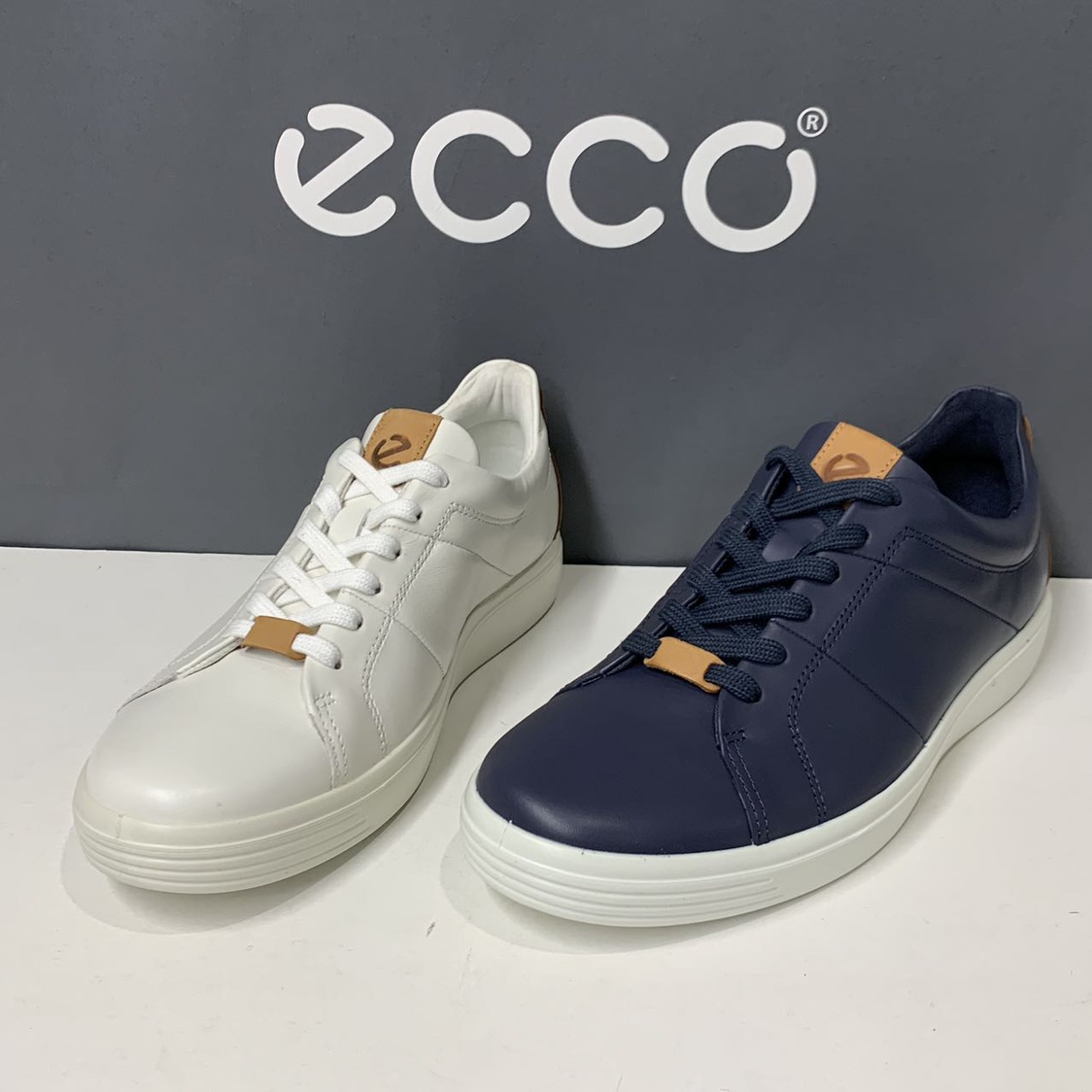 ECCO爱步男鞋休闲鞋板鞋系带拼色低帮鞋857774柔酷