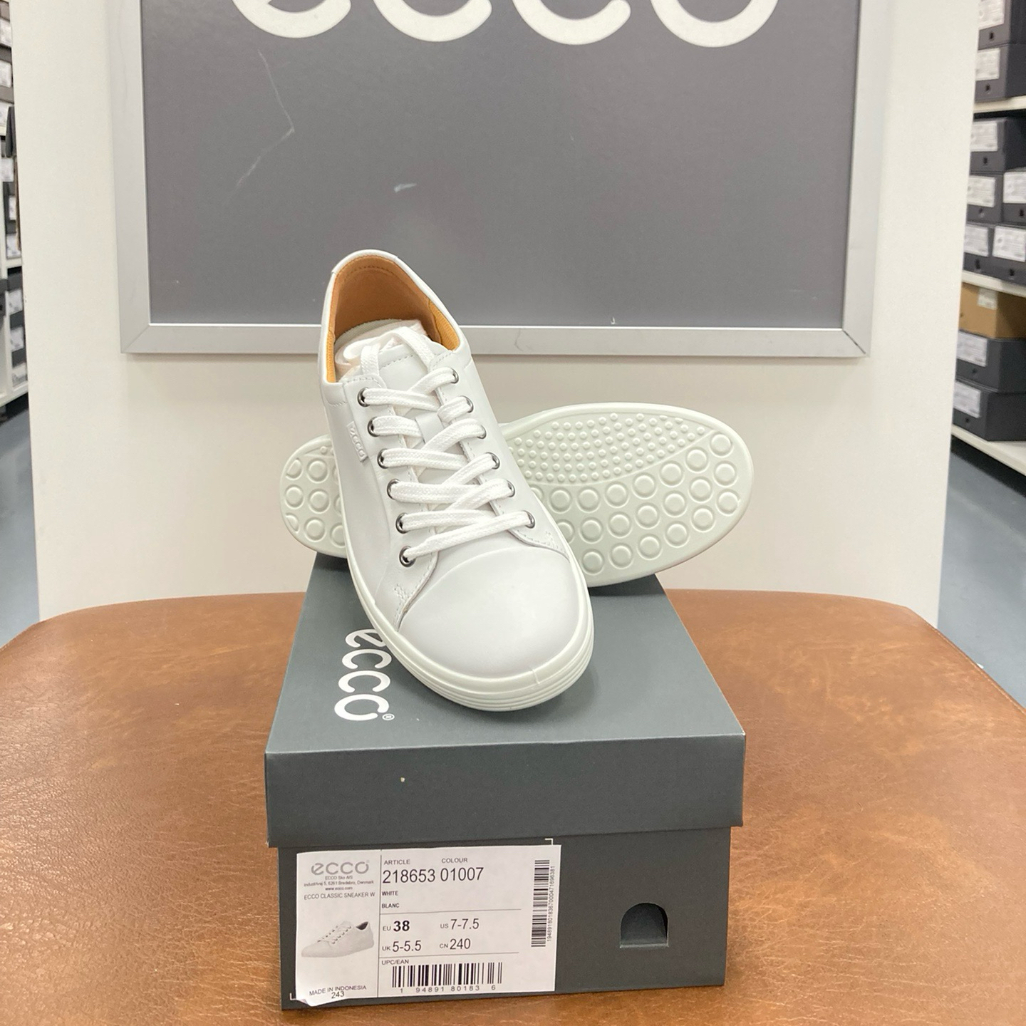 ECCO爱步女鞋经典舒适百搭防滑耐磨板鞋真皮小白鞋218653柔酷7 - 图3