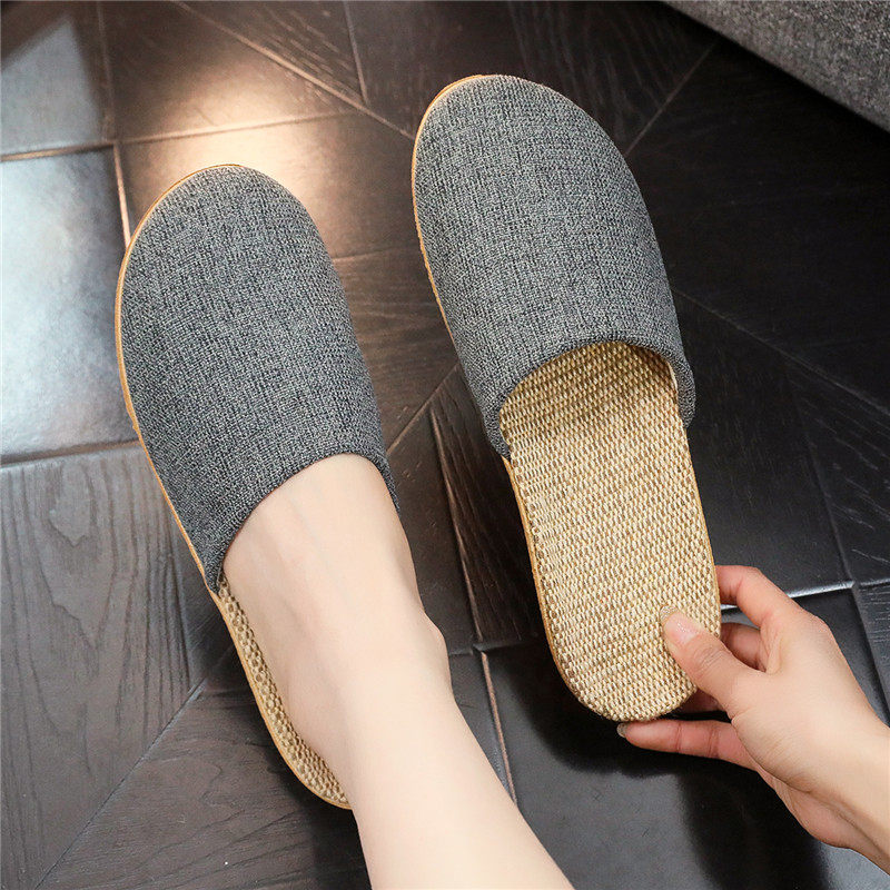 时尚亚麻凉拖鞋情侣室内静音男女新款包头透气凉鞋夏季时尚平底拖,淘宝优惠券,粉丝福利购,淘宝优惠卷