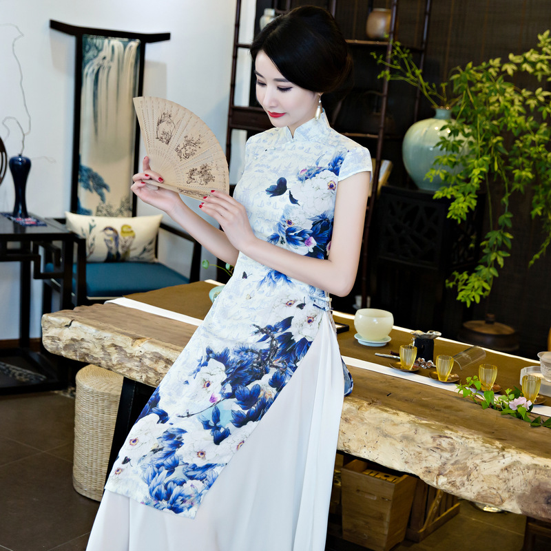 越南奥黛旗袍春2025年新款女改良中国风日常可穿正宗两件套连衣裙-图3
