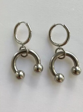 U型钢珠朋克欧美ins风个性气质高级感EARRING朋克耳环一对