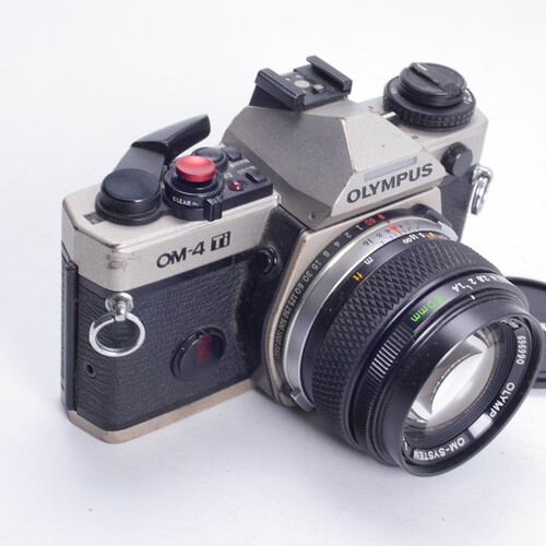 奥林巴斯OLYMPUS OM4 TI 香槟色+OM 50/1.4 黑嘴后期胶片单反相机 - 图2