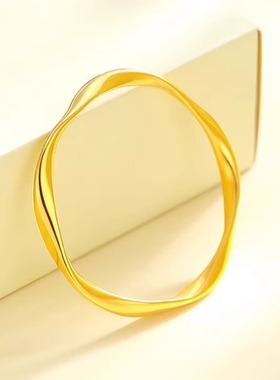 光面素圈金包银戒指莫比乌斯环黄金情侣对戒送节日礼物