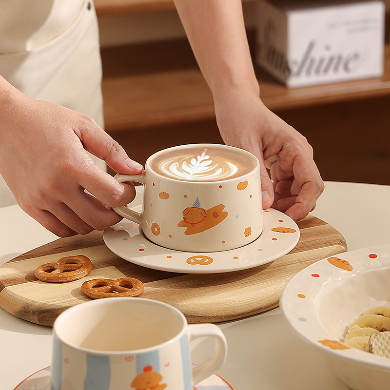 陶瓷甜品盘草帽盘子特别好看的咖啡杯碟女士高颜值马克杯情侣水杯,淘宝优惠券,粉丝福利购,淘宝优惠卷