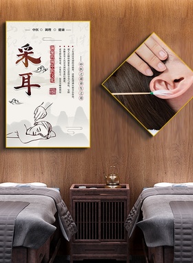 中医养生馆挂画足浴按摩理疗墙壁画美容院采耳艾灸拔罐针灸海报