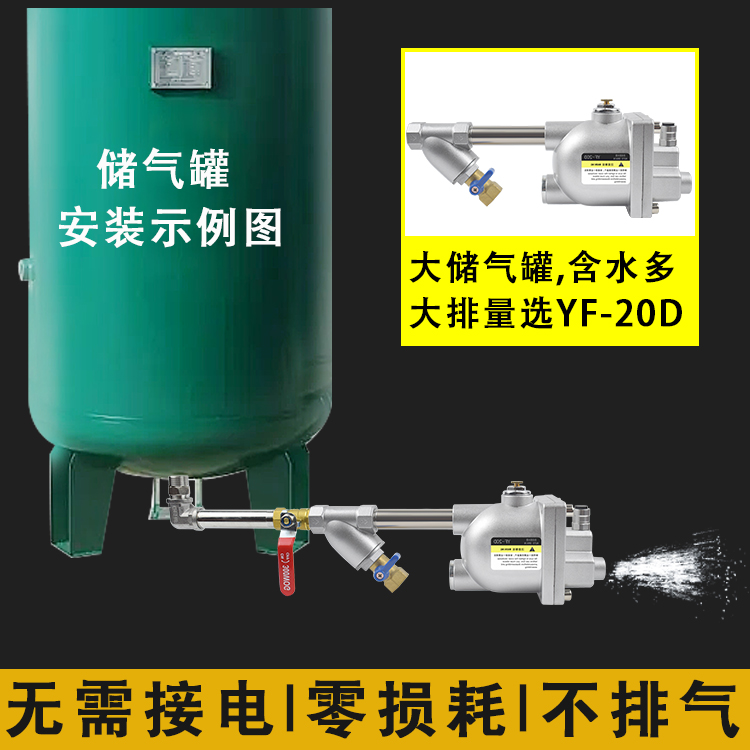 大排量空压机储气罐桶自动排水器YF-20D放水神器零气耗气泵疏水阀 - 图0