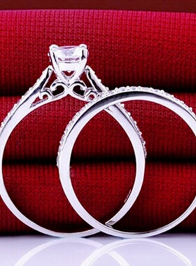 速卖通热卖四爪锆石组戒戒指 时尚镀饰情侣女款套戒精美首饰