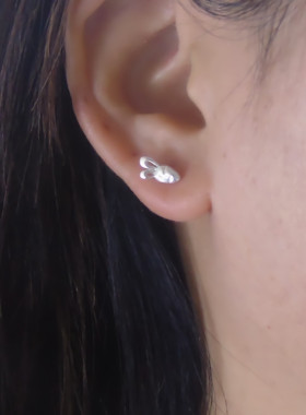 999纯银耳钉螺丝款未镶嵌女生