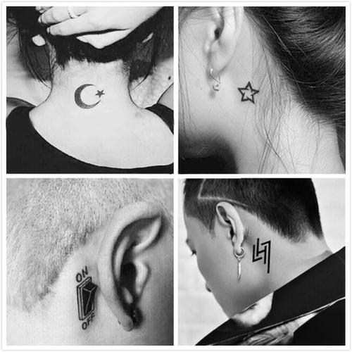 暗黑系纹身贴防水女男胸口持久手臂图腾脚踝刺青小图案洗不掉贴纸 - 图1