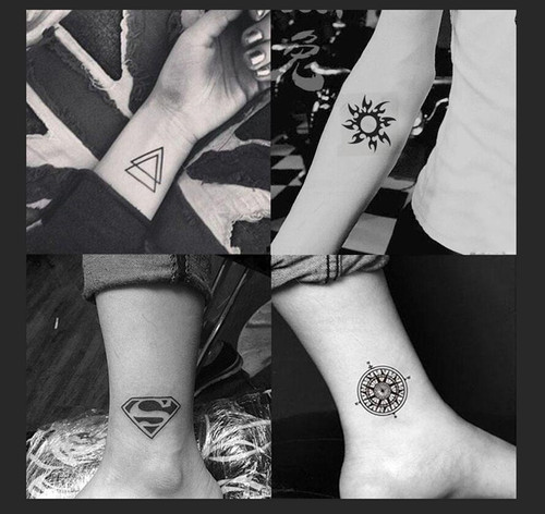 暗黑系纹身贴防水女男胸口持久手臂图腾脚踝刺青小图案洗不掉贴纸 - 图2