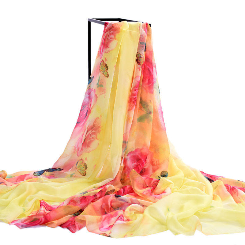 杭州丝巾女夏季长款雪纺围巾春秋韩版百搭沙巾印花披肩防晒沙滩巾,淘宝优惠券,粉丝福利购,淘宝优惠卷