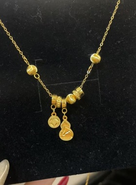 S925纯银马年生肖马上有钱福字葫芦项链计价女款百搭高级感