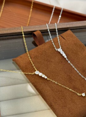 S925纯银Y形闪钻项链女千金小姐轻奢百搭简约个性长款流苏锁骨链