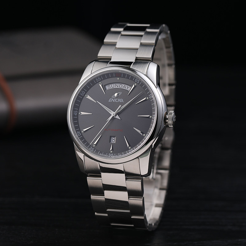 Enicar瑞士英纳格表红牌系列商务自动机械手表男表