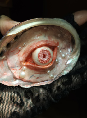 鲍鱼贝壳眼睛吊坠摆件手把件挂件装饰创意工艺品海洋风家居装饰品