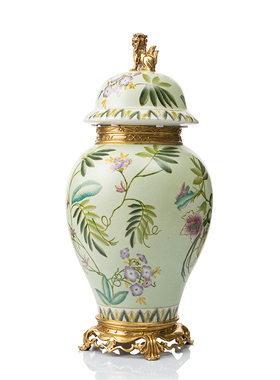 欧式风别墅斗柜高端彩绘将军罐