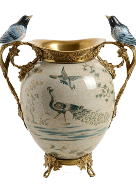 铜孔雀系类壁炉高端奢华摆设品