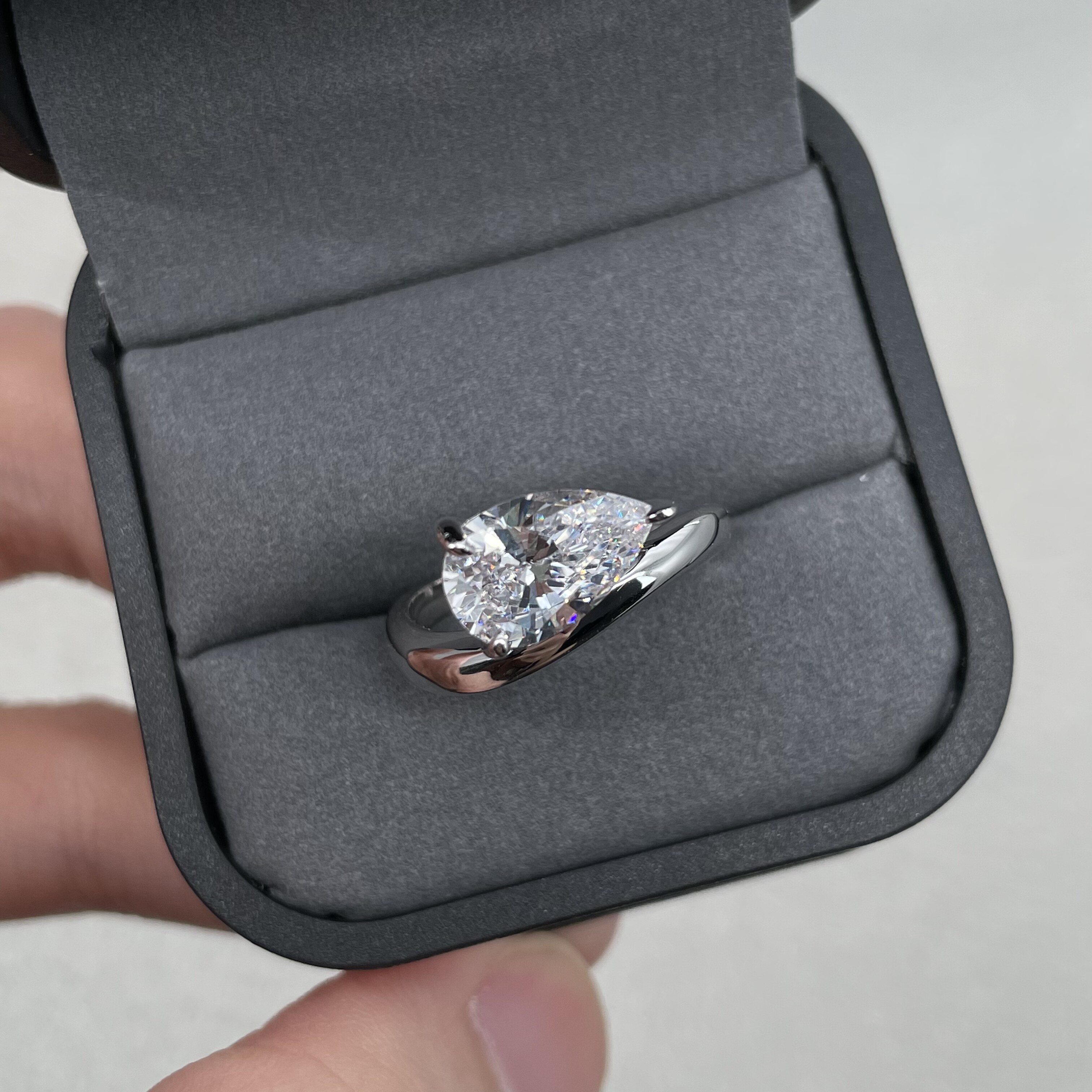 2 carat water drop sterling silver 925 ring