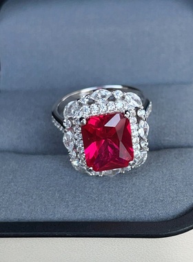 满火彩鸽血红纯银s925戒指