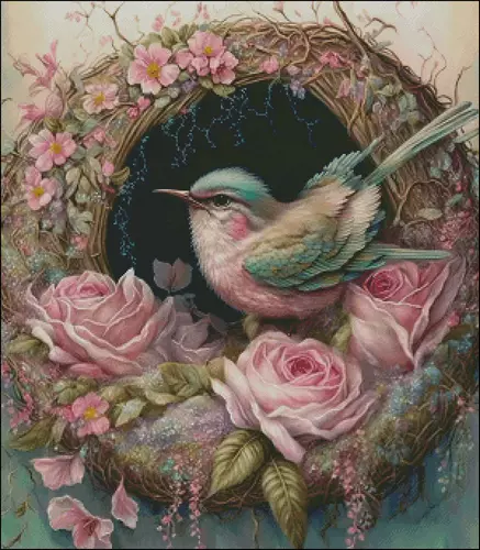 [ZZ2065-цветочное кольцо и птичье гнездо] Поперечное окончание 2023 Новая линейная вышивка 16 Вышивка для спальни гостиной.