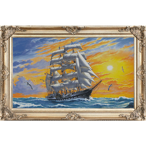 油画迎着朝阳帆船十字绣2025新款客厅欧式帆船GK混绣一帆风顺满绣 - 图3