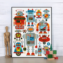 ZZ3543-Magazine-Robot Cross embroidered living room new 2023 new children cartoon themselves embroidered small