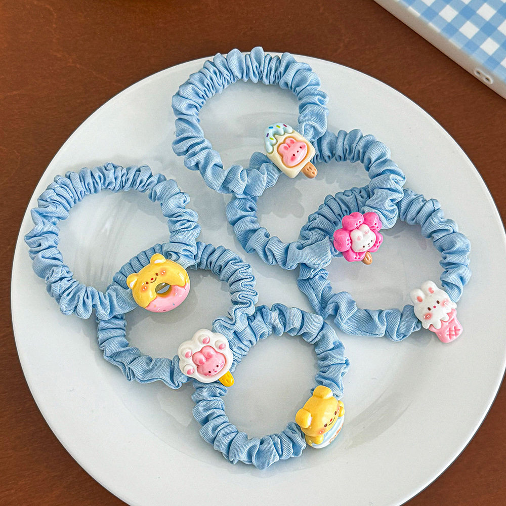 Cute rabbit hair tie ins resin hair rope cute fabric art