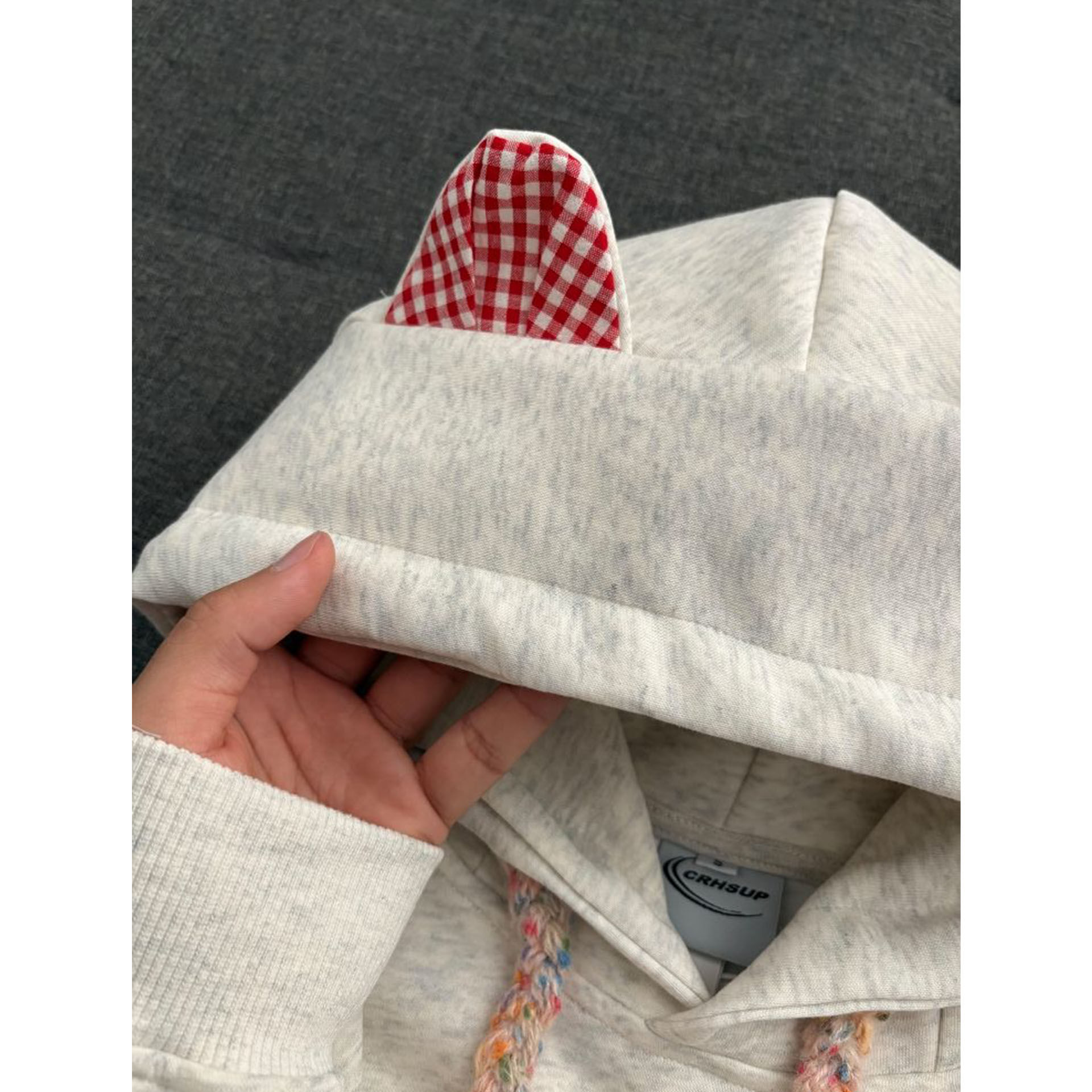 可爱刺绣薯条小狗耳朵连帽卫衣女秋冬宽松韩系慵懒风chic帽衫外套 - 图3