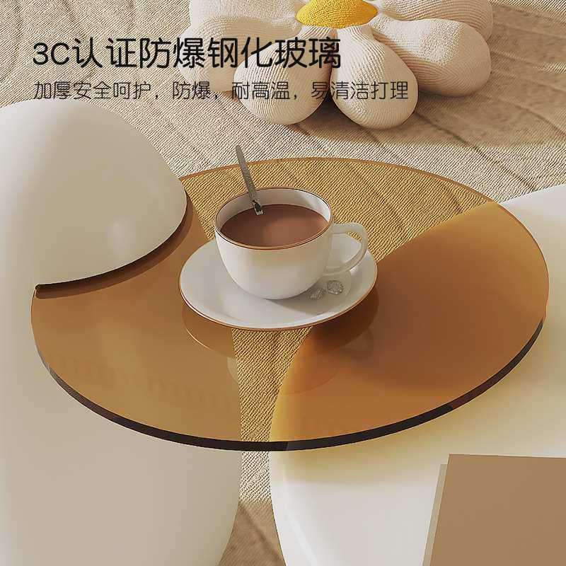 奶油风圆形猫爪茶几客厅家用2023新款现代简约小户型创意玻璃边几,淘宝优惠券,粉丝福利购,淘宝优惠卷