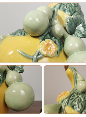 中式风六六大顺送礼装饰石湾陶瓷