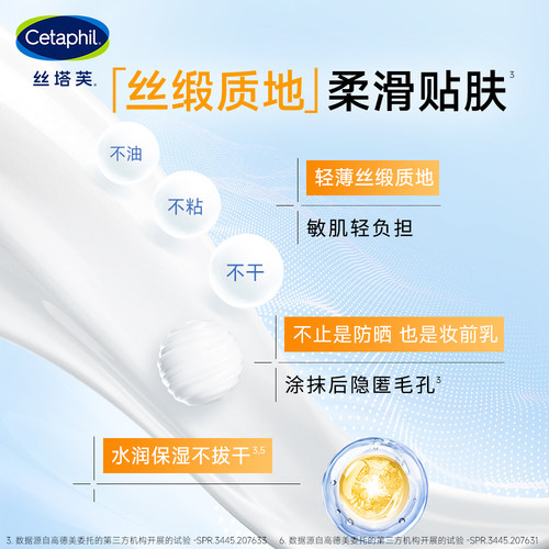 丝塔芙cetaphil舒缓防晒乳霜水SPF50+清透面部隔离防紫外线敏感肌 - 图3