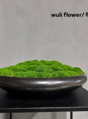 新中式永生苔藓金属花瓶酒店样板间茶几餐桌桌面禅意饰品摆件花艺